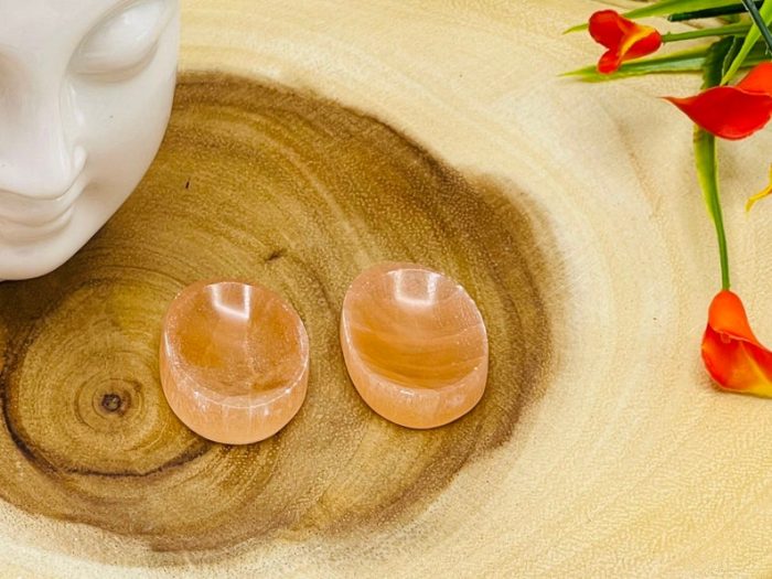 Orange Selenite Worry Stone | Selenite Pocket Thumb Stone | Chakra Activator | Reiki Tool | Meditation | Selenite Palm Crystal Healing Stone