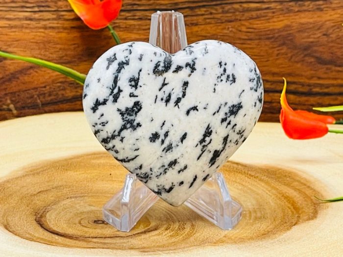 White Tiger Jasper Heart | White Tiger Pocket Stone l Crystal Healing Stone | Soothing & Calming Massage Stone | Stress Reliever