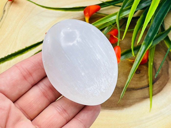 Selenite Palm Stone | Selenite Pocket Stone | Chakra Activator | Reiki Tool | Meditation | Powerful Healer | Selenite Crystal Healing Stone