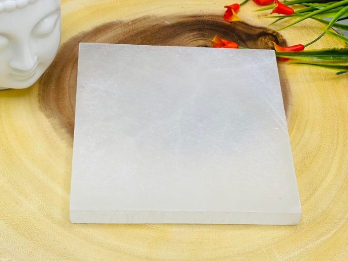 Selenite Charging Station | Selenite Square Plate | Chakra Activator | Reiki | Metaphysical Crystal | Meditation | Powerful Healer | 6 inch