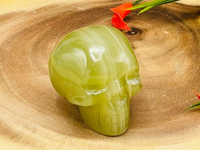 Multi Green Banded Onyx Skull | Green Onyx Skull | Realistic Detail | Handmade Crystal | Healing Fine Art Sculpture | Metaphysical Skull