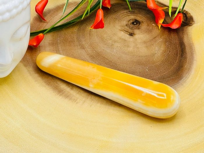 Orange Calcite Massage Wand | Yellow Calcite Wand | Crystal Wand | Massage Wand | Chakra & Reiki Stone | Stress Reliever | 6 inch