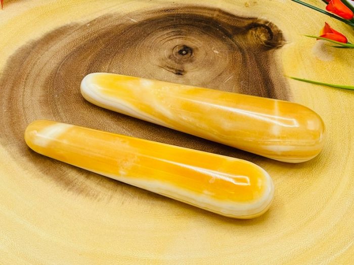 Orange Calcite Massage Wand | Yellow Calcite Wand | Crystal Wand | Massage Wand | Chakra & Reiki Stone | Stress Reliever | 6 inch