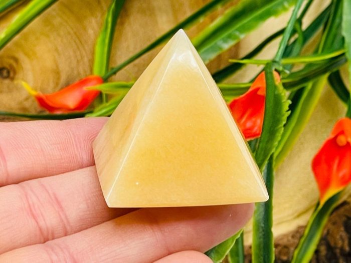 Orange Calcite Pyramid | Yellow Calcite Crystal | Healing Crystal | Reiki Stone | Metaphysical Crystal Decor | 1.5 Inch