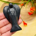Shungite Angel | Heart Chakra | Crystal Figurine | Standing Statuette | Angelic Reiki | Metaphysical | Realistic Detail | EMF Protection