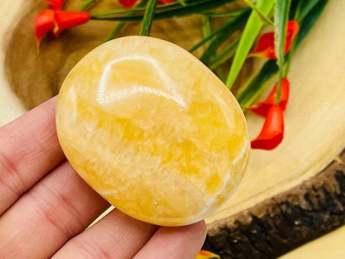 Orange Calcite Palm Stone | Yellow Calcite Pocket Stones | Palm Stones | Chakra | Healing Gemstone | Crystal Palm Stone