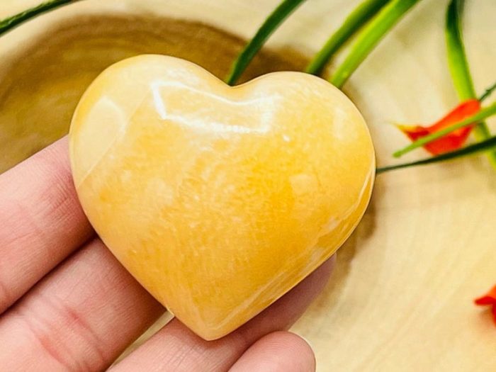 Orange Calcite Heart | Yellow Calcite Crystal | Hand Polished | Chakra | Healing Gemstone | Cleansing & Balancing | Metaphysical Crystal