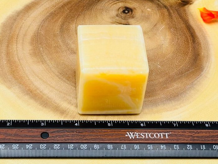 Orange Calcite Cube | Yellow Calcite Paper Weight | Crystal Cube Decor | Healing Crystal | Metaphysical Crystal | 2 x 2 inch