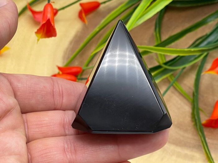 Black Obsidian Cubical Pyramid | Black Obsidian Crystal | Obsidian Pointer | Reiki Tool | Healing Crystal | Stress Reliever | Meditation 2"