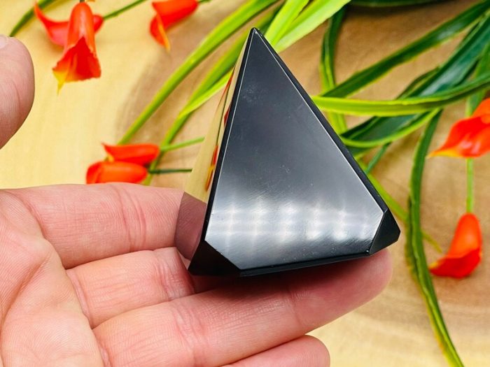 Black Obsidian Cubical Pyramid | Black Obsidian Crystal | Obsidian Pointer | Reiki Tool | Healing Crystal | Stress Reliever | Meditation 2"