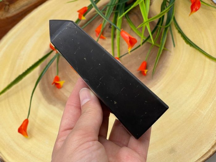 Shungite Obelisk | Shungite Crystal Tower | Black Point | Handmade Healing Crystal | Highly Energetic Metaphysical | EMF Protection | 5"