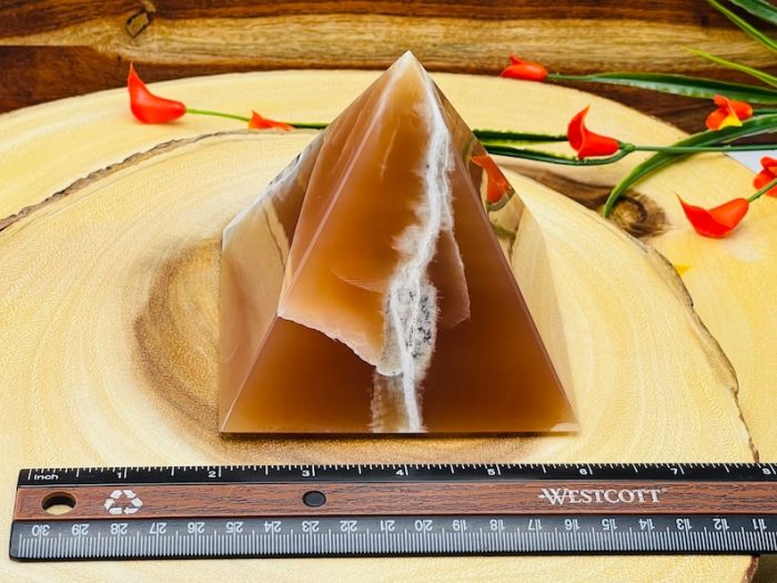 Caramel Honey Pyramid | Crystal Pyramid | Handmade Crystal | Healing Pyramid | Metaphysical Pyramid | Meditation | Home Decor