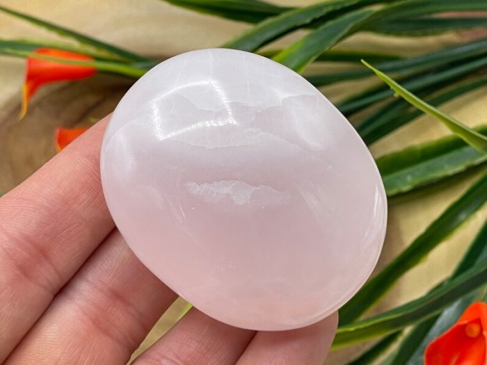 Rose Pink Mangano Fluorescent Calcite Palm Stone | Calcite Palm Stone | Healing Gemstones | Cleansing & Balancing Stone