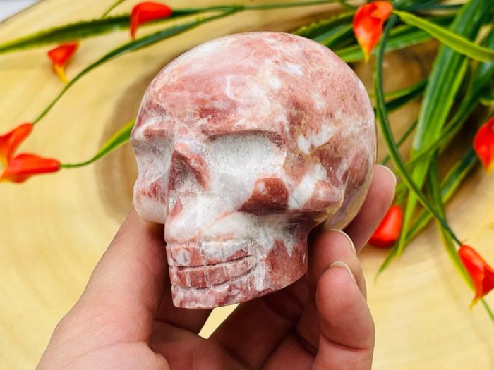 Strawberry Pink Onyx Skull | Realistic Details | Onyx Crystal Skull | Healing Crystal | Fine Art Sculpture | Reiki Skull