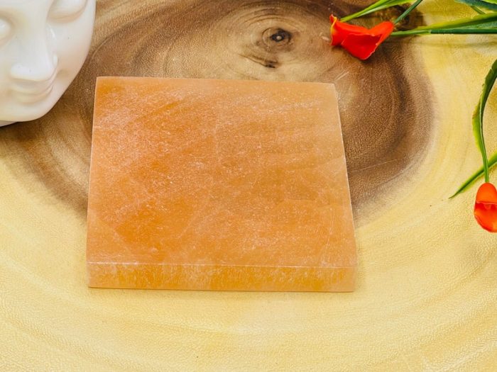 Orange Selenite Charging Station | Square Plate | Chakra Activator | Charging Bar | Metaphysical Crystal | Powerful Healer | 4 inch