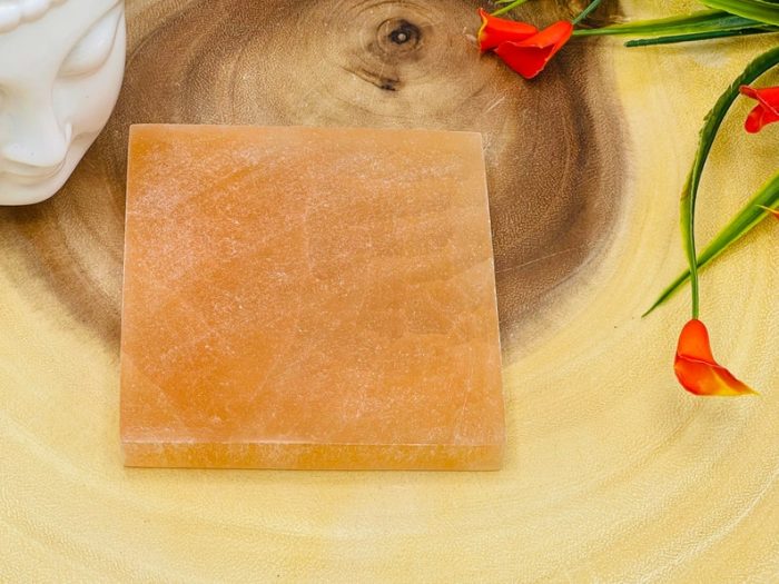 Orange Selenite Charging Station | Square Plate | Chakra Activator | Charging Bar | Metaphysical Crystal | Powerful Healer | 4 inch