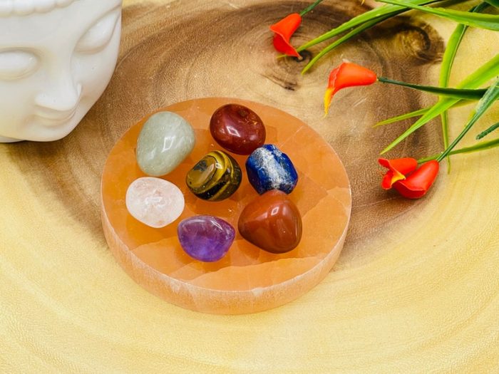 Orange Selenite Charging Station | Round Charging Plate | Chakra Activator | Charging Bar | Metaphysical Crystal | Powerful Healer | 4 inch