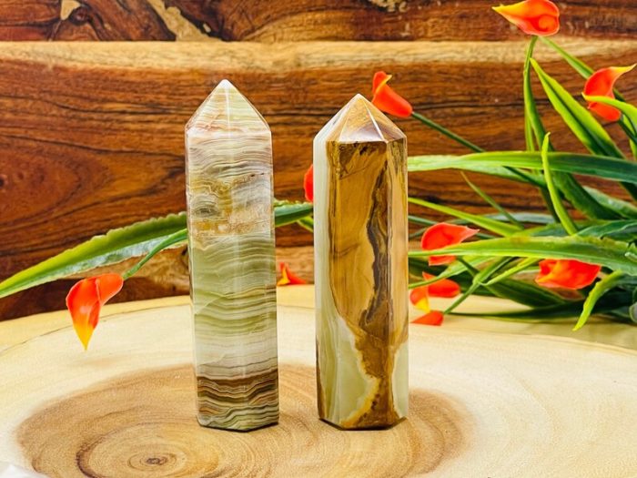 Multi Green Banded Onyx Obelisk Pointer | Green Onyx Point Tower | Onyx Crystal Tower | Metaphysical Onyx Pointer | Meditation | Home Decor