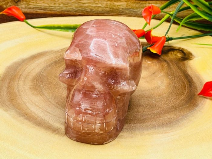 Strawberry Pink Calcite Skull | Pink Calcite | Realistic Detail | Handmade | Crystal Skull | Healing Crystal | Fine Art Sculpture | Reiki