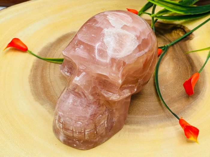 Strawberry Pink Calcite Skull | Pink Calcite | Realistic Detail | Handmade | Crystal Skull | Healing Crystal | Fine Art Sculpture | Reiki