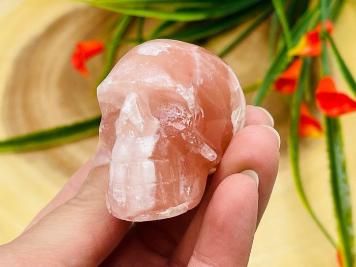 Strawberry Pink Calcite Skull | Pink Calcite | Realistic Detail | Handmade | Crystal Skull | Healing Crystal | Fine Art Sculpture | Reiki