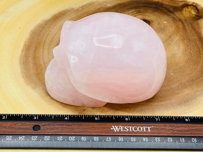 Rose Pink Mangano Florescent Calcite Skull | Crystal Skull | Realistic Details | Handmade Crystal | Healing Fine Art Sculpture