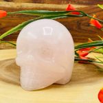 Rose Pink Fluorescent Mangano Calcite Skull | Crystal Skull | Realistic Details | Handmade Crystal | Healing Fine Art Sculpture