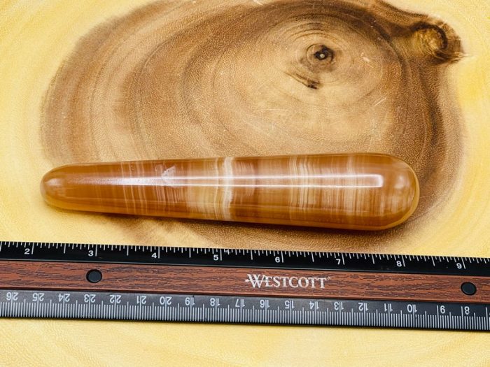 6" Caramel Calcite Massage Wand | Crystal Healing Wand | Soothing & Calming Massage | Spa Massage Wand | Stress Reliever | Healing Tool