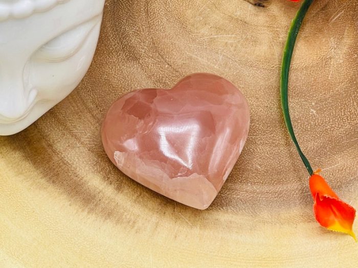 Strawberry Pink Calcite Heart | Metaphysical Heart Decor | Calcite Heart | Hand Carved | Polished Gemstone | Healing Crystal | 1.5" and 2"