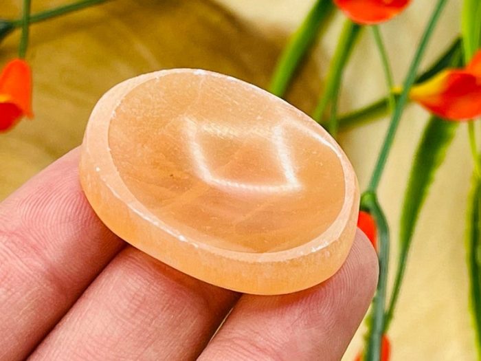 Orange Selenite Worry Stone | Selenite Pocket Thumb Stone | Chakra Activator | Reiki Tool | Meditation | Selenite Palm Crystal Healing Stone