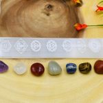 Selenite Charging Station Etched with 7 Chakra Sign and 7 Chakra Tumbled Stones | Charging Plate | Chakra Activator | Reiki | Charging Bar