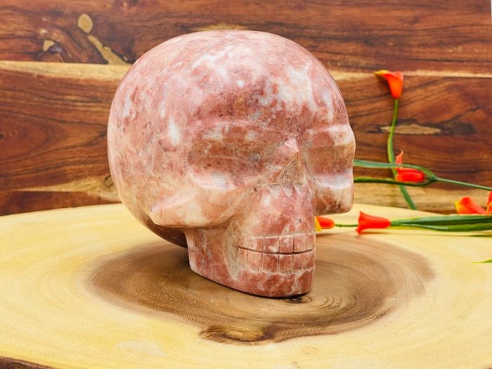 Strawberry Pink Onyx Skull | Realistic Details | Onyx Crystal Skull | Healing Crystal | Fine Art Sculpture | Reiki Skull | 5 inch