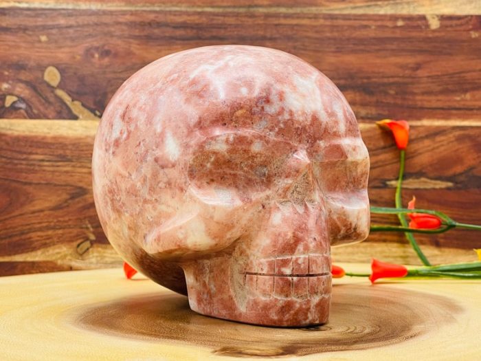 Strawberry Pink Onyx Skull | Realistic Details | Onyx Crystal Skull | Healing Crystal | Fine Art Sculpture | Reiki Skull | 5 inch