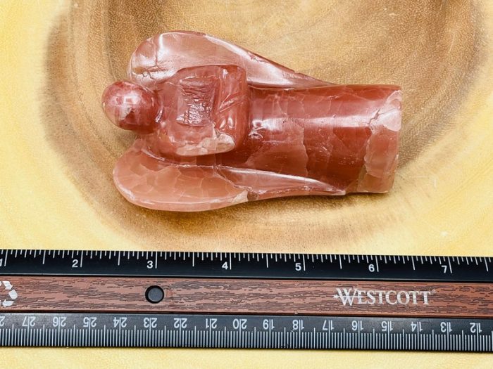 Strawberry Pink Calcite Angel | Heart Chakra | Crystal Figurine | Standing Statuette | Handmade | Angelic Reiki | Metaphysical Gemstone