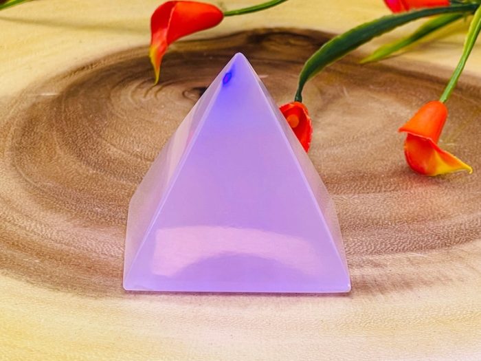 Fluorescent Rose Pink Mangano Calcite Pyramid | Calcite Crystal Pyramid | Handmade | Healing Pyramid | Metaphysical | Meditation Crystal