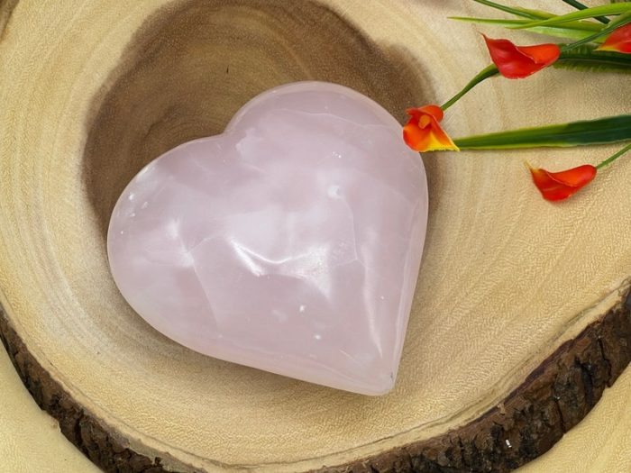 Rose Pink Mangano Fluorescent Calcite Heart | Pink Calcite Crystal Heart | Handmade | Healing Gemstone | Cleansing & Balancing Crystal