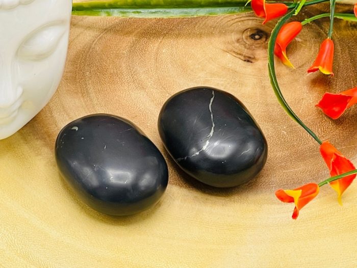 Shungite Palm Stone | Shungite Massage Stone | Pocket Stone | Reiki | Stress Reliever | Highly Energetic Metaphysical | EMF Protection