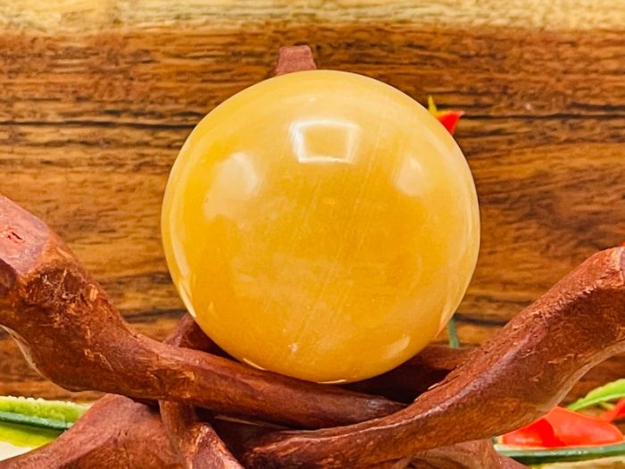 Orange Calcite Sphere | Yellow Calcite Crystal | Hand Polished | Chakra | Healing Gemstone | Cleansing & Balance | Metaphysical Crystal