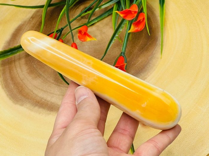 Orange Calcite Massage Wand | Yellow Calcite Wand | Crystal Wand | Massage Wand | Chakra & Reiki Stone | Stress Reliever | 6 inch