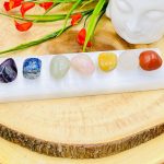 7 Chakra Tumbled Stones Set and Selenite Charger | Polished Stones | Chakra Healing Crystals | Chakra Healing Kit