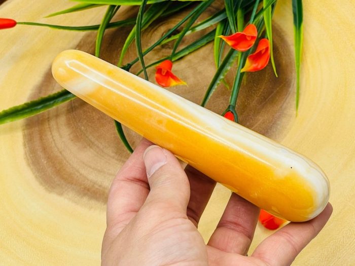 Orange Calcite Massage Wand | Yellow Calcite Wand | Crystal Wand | Massage Wand | Chakra & Reiki Stone | Stress Reliever | 6 inch