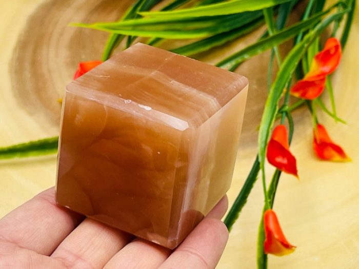 Caramel Honey Calcite Cube | Honey Calcite Paper Weight | Crystal Cube Decor | Crystal Healing | Metaphysical Crystal | 2 x 2 inch