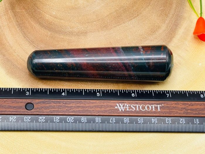 Bloodstone Wand | Hand Polish Heliotrope Stone | Bloodstone Jasper Wand | Crystal Wand | Massage Wand | Heart Chakra | Reiki | 4 inch