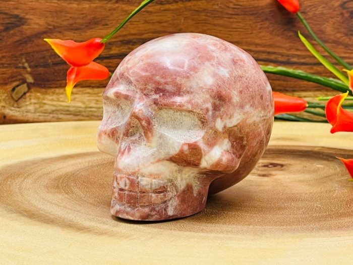 Strawberry Pink Onyx Skull | Realistic Details | Onyx Crystal Skull | Healing Crystal | Fine Art Sculpture | Reiki Skull