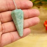 Amazonite Crystal Pendulum With Silver Plated Chain | Amazonite Point Pendulum | Healing Dowsing Energy Balancing | Faceted