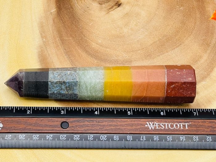 7 Chakra Bonded Obelisk | 7 Chakra Pointer | 7 Chakra Terminated Point | Crystal Point | Healing Crystal Tower | Metaphysical 6 Inch