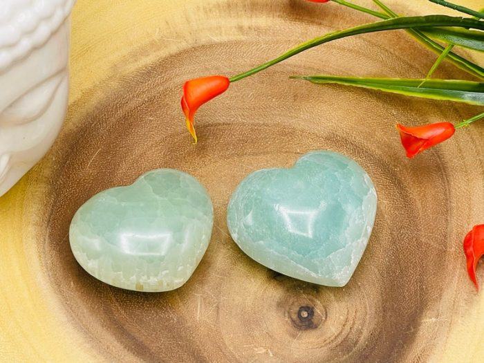 Caribbean Blue Calcite Heart Stone | Aqua Blue Calcite Heart | Massage Stone | Meditation & Healing Crystal | Stress Reliever