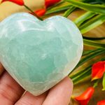 Caribbean Blue Calcite Heart Stone | Aqua Blue Calcite Heart | Massage Stone | Meditation & Healing Crystal | Stress Reliever