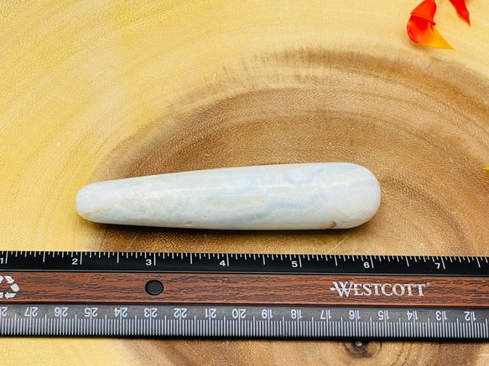 Aqua Blue Calcite Massage Wand | Caribbean Blue Calcite Crystal Healing Wand | Soothing & Calming Massage | Spa Massage Wand | 4 inch