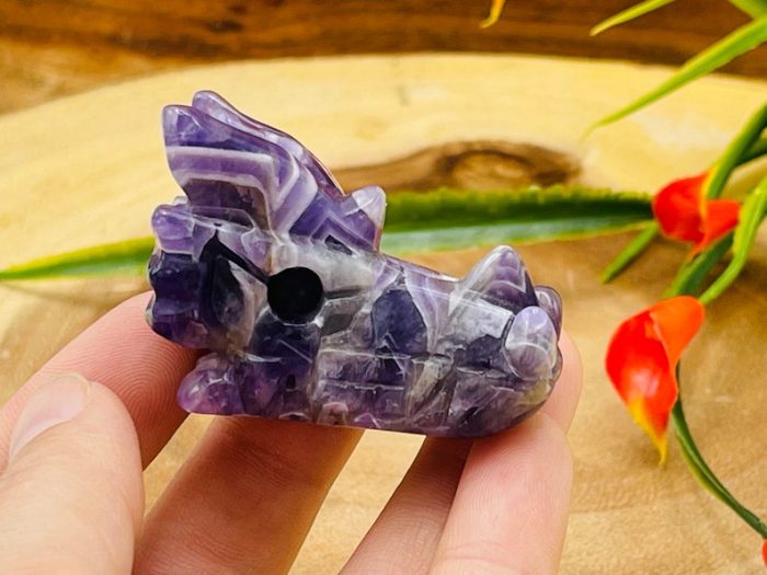 Amethyst Crystal Dragon Head | Amethyst Dragon Skull | Realistic Details | Healing Fine Art Sculpture